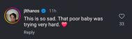 Instagram user's comment addressing Pottain's death